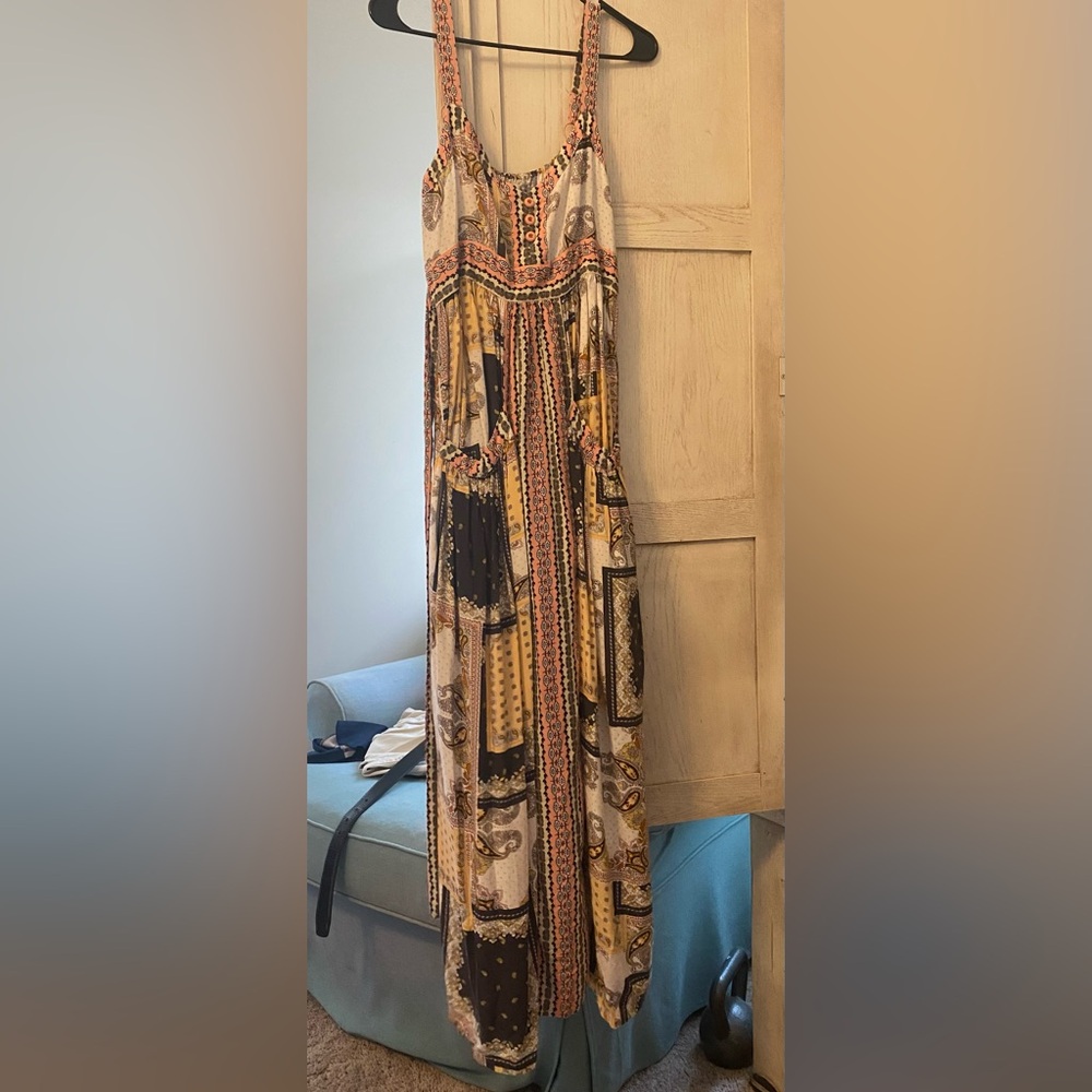 Matilda Jane Maxi Dress in Cream, Yellow, Black & Pink Patchwork